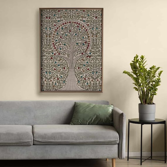 Madhubani Wall Art Print, Anant Indian Folk Painting Poster, Mithila Art, Large Frameless Indian Home Decor, 36 x 48 inches