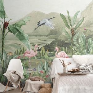 Tropical Jungle Themed Wallpaper Made to Size Customised