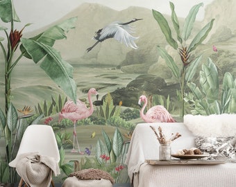 Tropical Jungle Themed Wallpaper Made to Size Customised