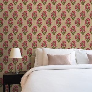 Indian Floral Theme Repeat Design Wallpaper, Luxury, Customised