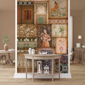 Kahani Indian Art Collage Wallpaper for Walls - A Blend of Diverse Indian Art Styles in a Collage Form, Customisable Wall Mural for Rooms