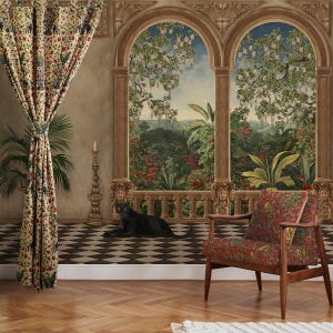 Träume im Paradies Europäisches Thema Tapete für Häuser - Vintage Thema Traditionelle Tapete für Wohnzimmer