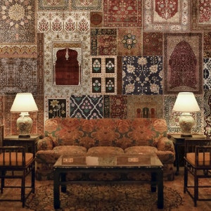 Aalishan Indian Wallpaper, inspiriert von Mughal Art & Traditionellen Teppich-Designs, meistverkaufte Wandbild, einfach zu installieren