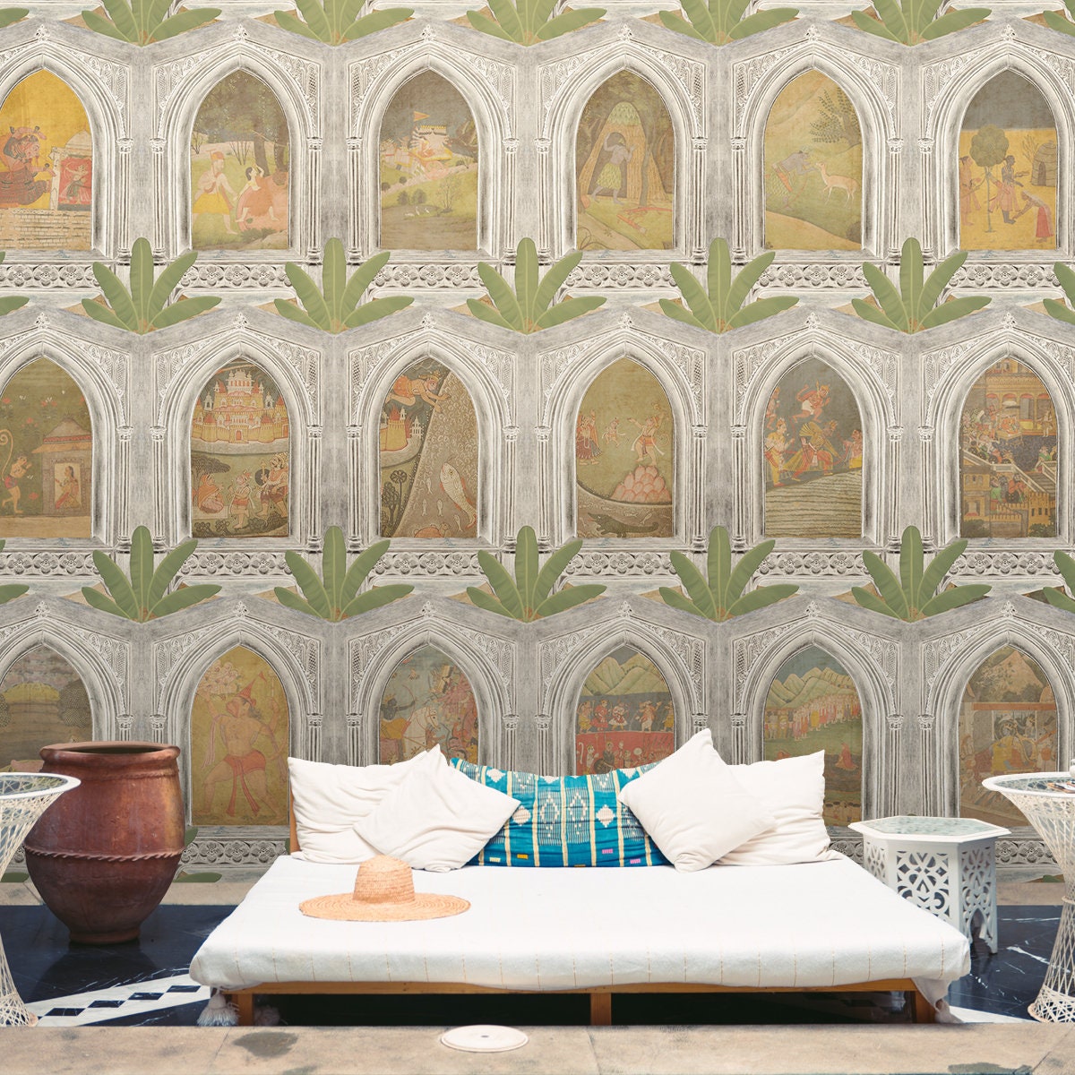 Ramayana Canvas Wallpaper: Indian Mural, Easy Install - Etsy
