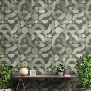 Sutra Green Abstrakte Geometrische Muster Tapete für Wände