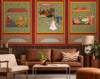 Mughal Meena Bazar Wallpaper: Royal Indian Market Design