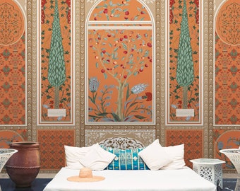 Shalimar mughal wallpaper, Luxury colorful pattern inspired by rich royal heritage, best selling wall mural suitable for homes