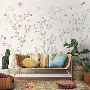Chinoiserie Tranquility Wallpaper in Light Background Customised