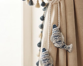 Matsya, Curtain Tiebacks – Handcrafted Tropical Window Décor