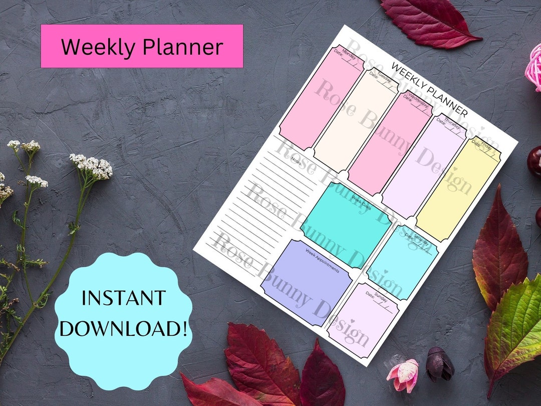 Digital Weekly Planner for Download - Etsy