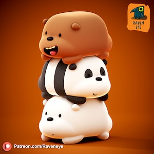 We Bare Bear figuur STL bestand voor 3D-printen