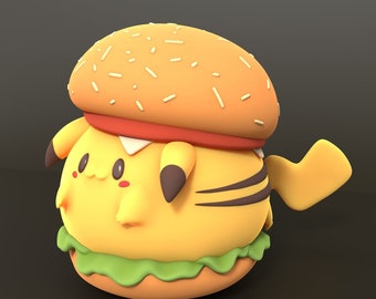 Pikachu burger figure STL file for 3d printing