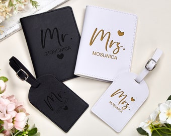 Mr & Mrs Passport Holder,New Couple Luggage Tag,Wedding Luggage Tag,Personalized Travel Luggage Tags,Groomsmen Luggage Tag and Passport
