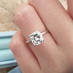 7.5x9 MM Elongated Cushion Moissanite Solitaire Ring-14k Solid White Gold Wedding Ring-Handmade Hidden Halo-Anniversary Ring/Gift-In Fashion