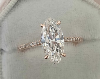 Anillo De Compromiso De Oro Blanco Macizo De 14 K, Solitario De