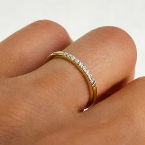 0.15 TC Brilliant Round Cut Wedding Band | 14k Solid Yellow Gold | Moissanite Matching Band | Stacking Matching Ring | Anniversary Ring/Gift