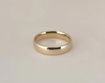 Classic 4.0 MM Wide Unisex Wedding Band-14k Solid Yellow Gold Band-Platinum Wedding Jewelry-Matching Band-Wedding Stacking Band For Him/Gift