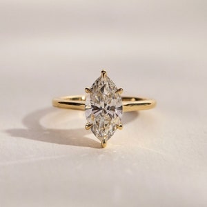 14k Solid Yellow Gold Marquise Cut Solitaire-2.5 CT Marquise Cut Moissanite Ring-Wedding Ring-Cathedral Band-6 Eagle Prongs-Anniversary Gift