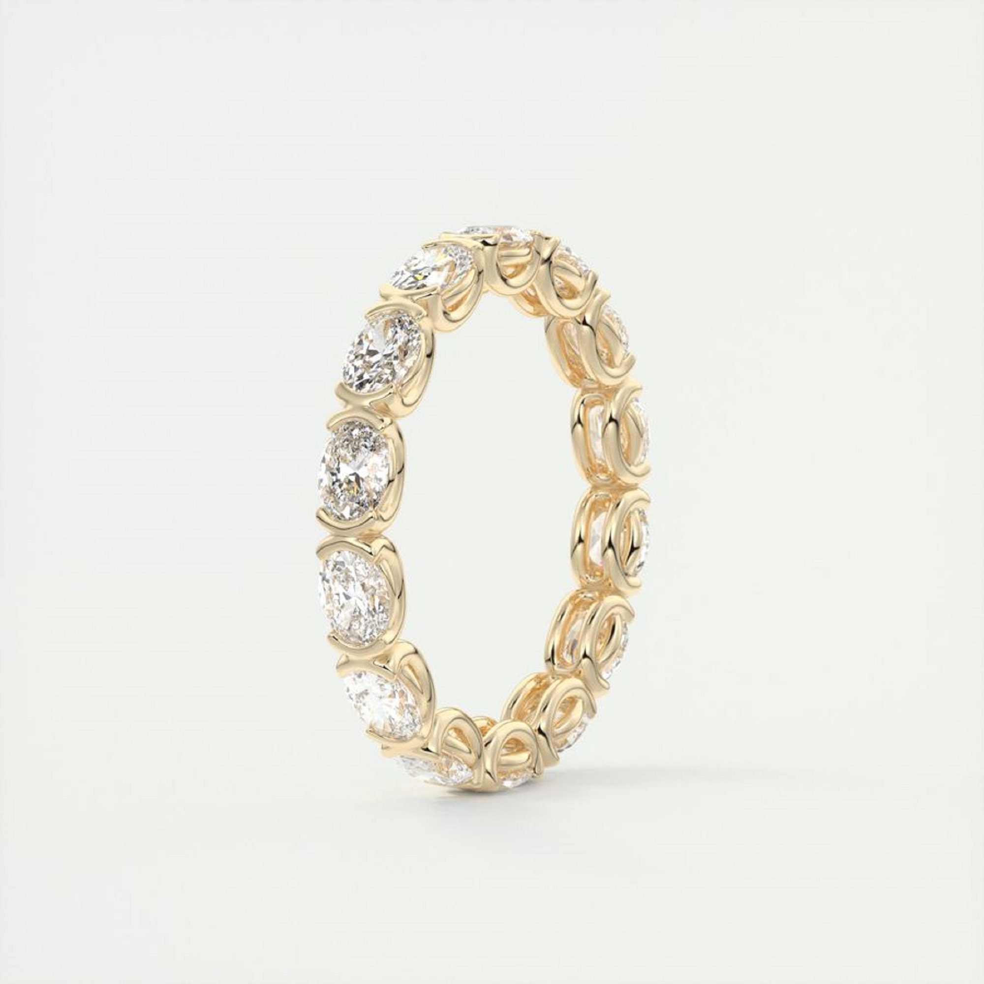 14k Solid Yellow Gold Wedding Band 2.10 TC Oval Cut Moissanite Half ...