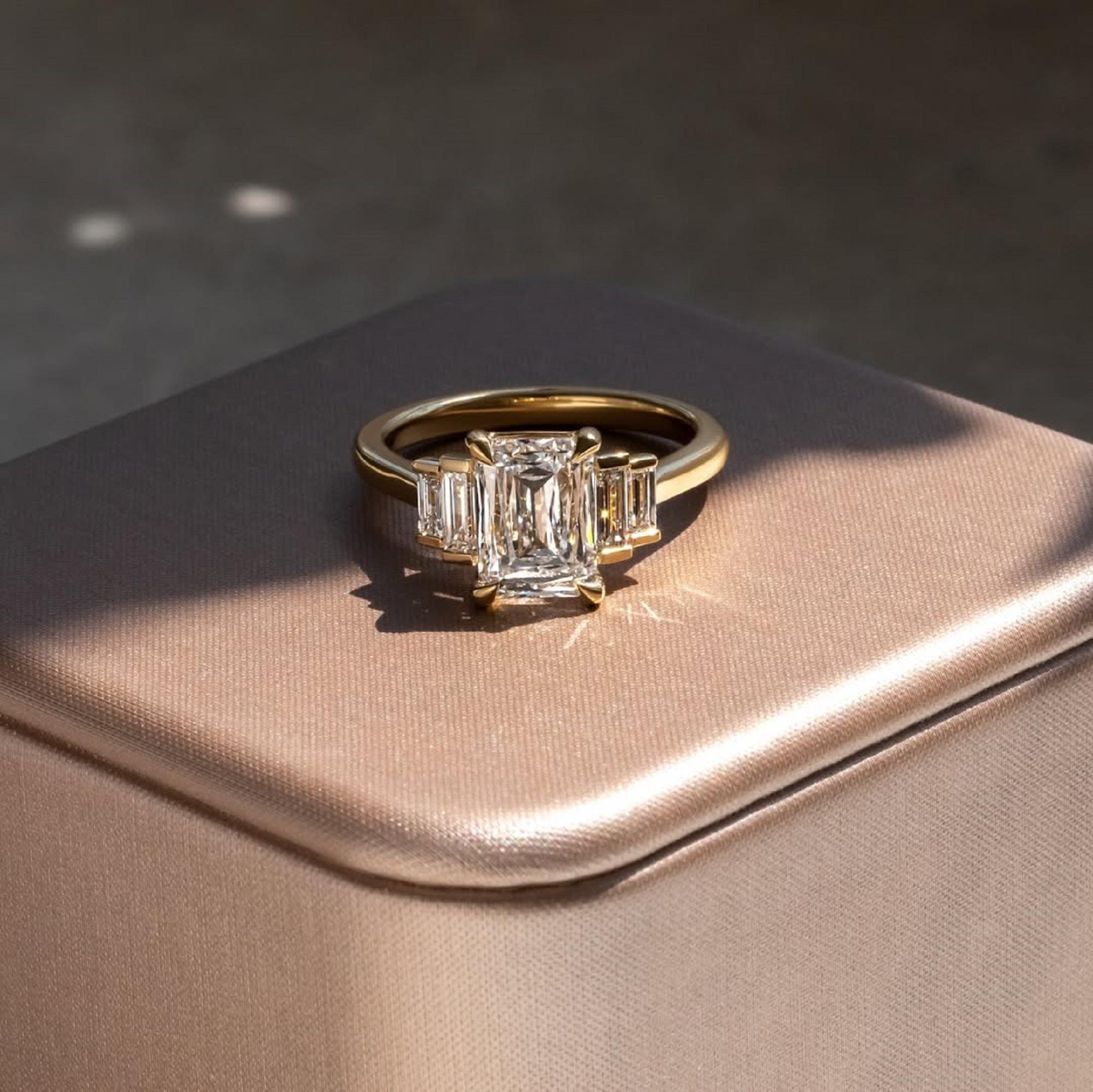 【source object】Antique Diamond Ring 14.5 Buy Antique 2.95 CT Ashoka Cut Lab Grown Diamond Ring,14k Solid
