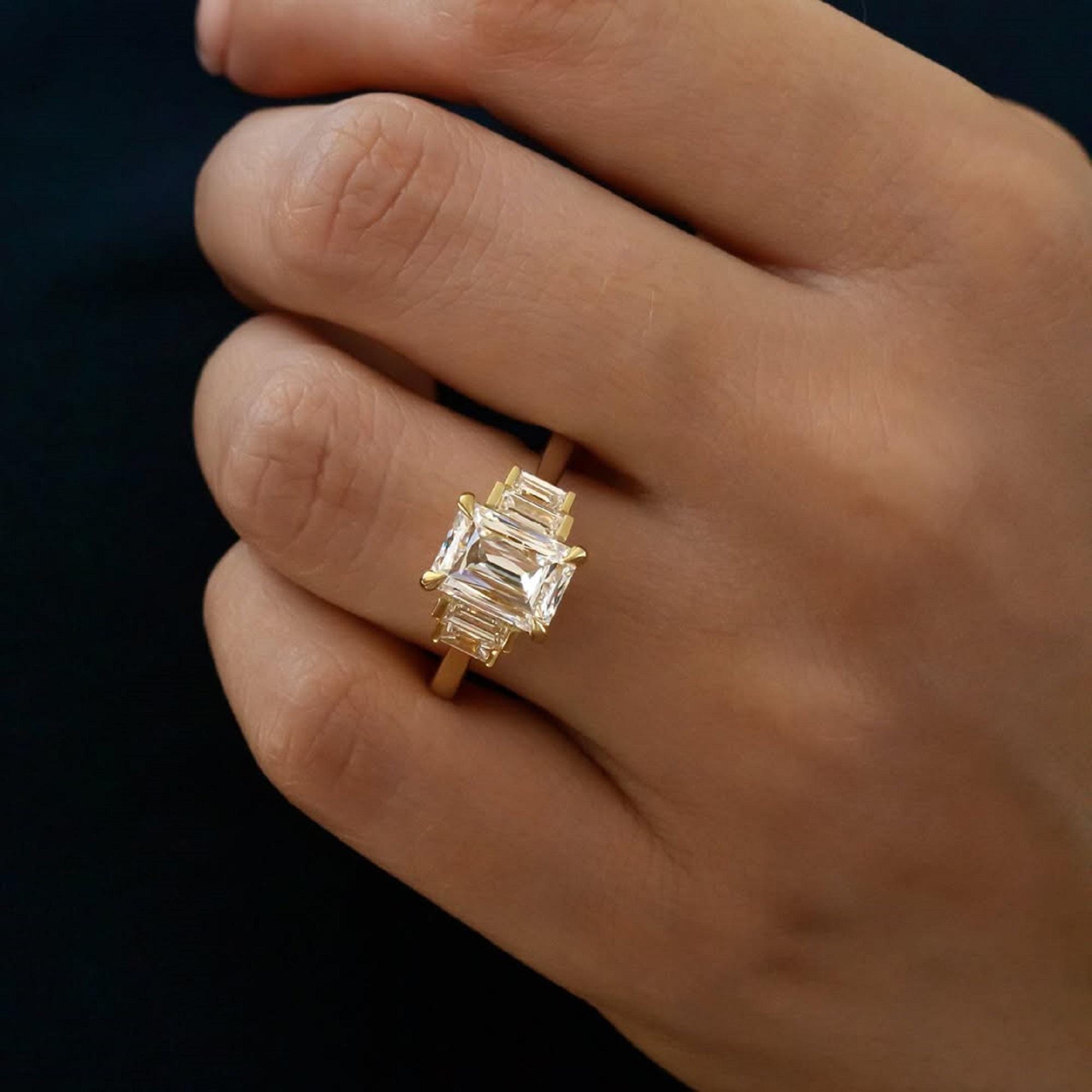 Buy Antique 2.95 CT Ashoka Cut Lab Grown Diamond Ring,14k Solid