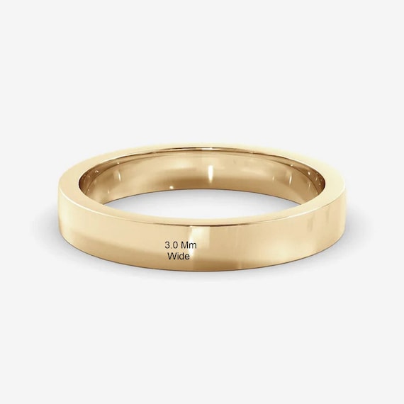 Classy 3.0/4.0 MM Wide Unisex Stacking Band 14k Solid Yellow Gold Platinum Wedding Band Matching Band Wedding Stacking Ring/Gift For Him/Her