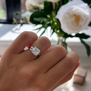 Unique 3.51 CT Asscher Cut Moissanite Solitaire,14k Solid White Gold ...