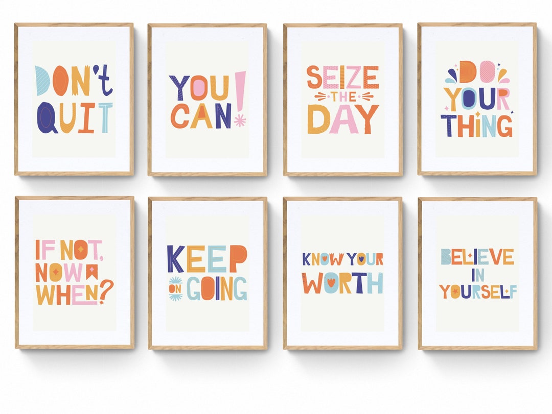 Set of 8 Colorful Affirmations Printable Wall Art, Affirmaions for Kids ...