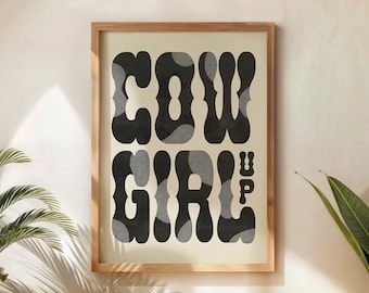 Cowgirl Up Print, Western Typography Poster, Vintage Cowgirl Wall Art, Trendy Art Prints, Western Wall Decor, Long Live Cowgirls - UNFRAMED
