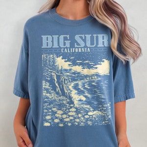 Chemise Big Sur - T-shirt couleurs confort rétro, t-shirt Californie, chemise de plage côte ouest des années 90, t-shirt vacances océan, t-shirt nature Y2K