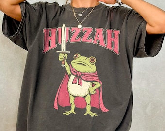 Frog Meme Shirt, Meme Comfort Colors T-Shirt, Huzzah Frog With Sword Graphic Tee, Ren Faire Shirt, Funny Renaissance Shirt, Frog Lovers Gift