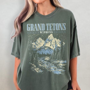 Grand Tetons Shirt, Berge Komfort Farben T-Shirt, Wyoming Tshirt, Retro Nationalpark Shirt, Natur Grafik T-Shirt, Wandergeschenk, Reise T-Shirt