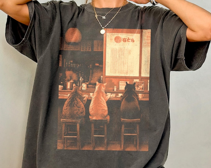 Cat Ramen Shirt - Funny Cat Comfort Colors T-Shirt, Cat Lover Gift, Japanese Cat Graphic Tee, Japan Shirt, Foodie Shirt, Noodle Lover Tshirt