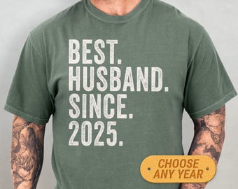 Gepersonaliseerde verjaardagscadeau voor hem, shirt beste echtgenoot comfortkleuren, huwelijksverjaardagscadeau van vrouw, katoen tweede verjaardagscadeau