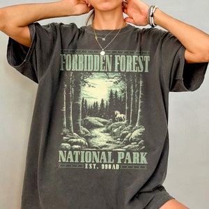 Forbidden Forest Shirt, Bookish Comfort Colors T-Shirt, Wizarding School Tshirt, National Park Wizard Shirt, Thrifted Aesthetic Reader Gift