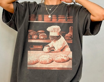 Keks-Katzen-Shirt - lustiges Backen-Komfortfarben T-Shirt, Katzen-Liebhaber-Geschenk, Bäcker-Shirt, Bäckerei-Shirt, Feinschmecker-Grafik-T-Stück, Geschenk für Katzenmutter