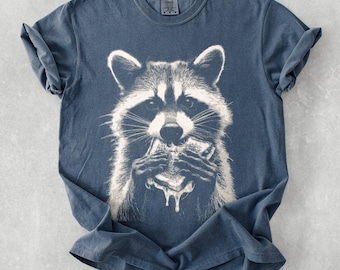 Raccoon Eating Grilled Cheese Tee, Funny Raccoon Comfort Colors T-Shirt, Trash Panda Graphic Tee, Raccoon Lover Gift, Silly Meme T Shirt
