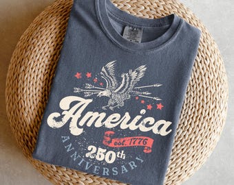 250-jähriges Jubiläum USA Shirt - Retro 4. Juli Komfort Farben T-Shirt, Amerika 250 Shirt, Vaterländisches 1776 Shirt, Unabhängigkeitstag T-Shirt