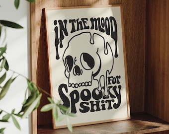 Lámina de calavera espeluznante: decoración de pared de Halloween (sin marco)