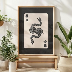 Cartaz de cartas de jogar, decoração de cobra vintage, arte estética ocidental, arte de parede do sudoeste, impressão de parede de cobra cowboy, presente de amante de cobra - SEM MOLDURA