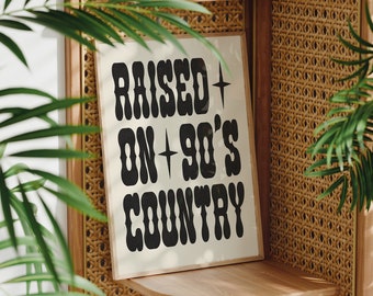 Impresión de música country de los 90, arte retro de pared occidental (sin marco)