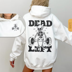 Sudadera con capucha de esqueleto de peso muerto - Unisex, con capucha para gimnasio, divertida sudadera para entrenar, sudadera retro de levantamiento de pesas, sudadera moderna, regalo de fitness