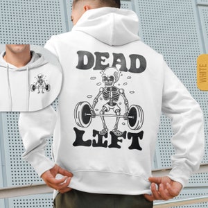 Dead Lift Skeleton Hoodie - Unisex Gym Pump Cover, Funny Workout Hoody, Weightlifting Retro Hooded Sweatshirt, Trendy Hoodie, Fitness Gift