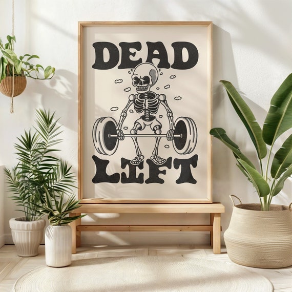 Dead Lift Wall Art, Gym Wall Decor, Skeleton Fitness Art, Funny