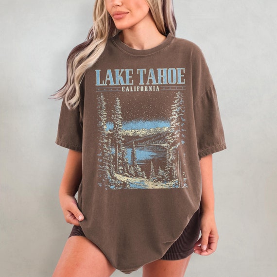 Lake Tahoe Shirt - Retro Comfort Colors T-Shirt, California Tshirt, Oversized Lake T Shirt, Y2K Nature Graphic Tee, 90s Granola Aesthetic