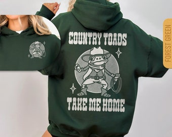 Unisex Cowboy Frog Hoodie, Western Graphic Hooded Sweatshirt