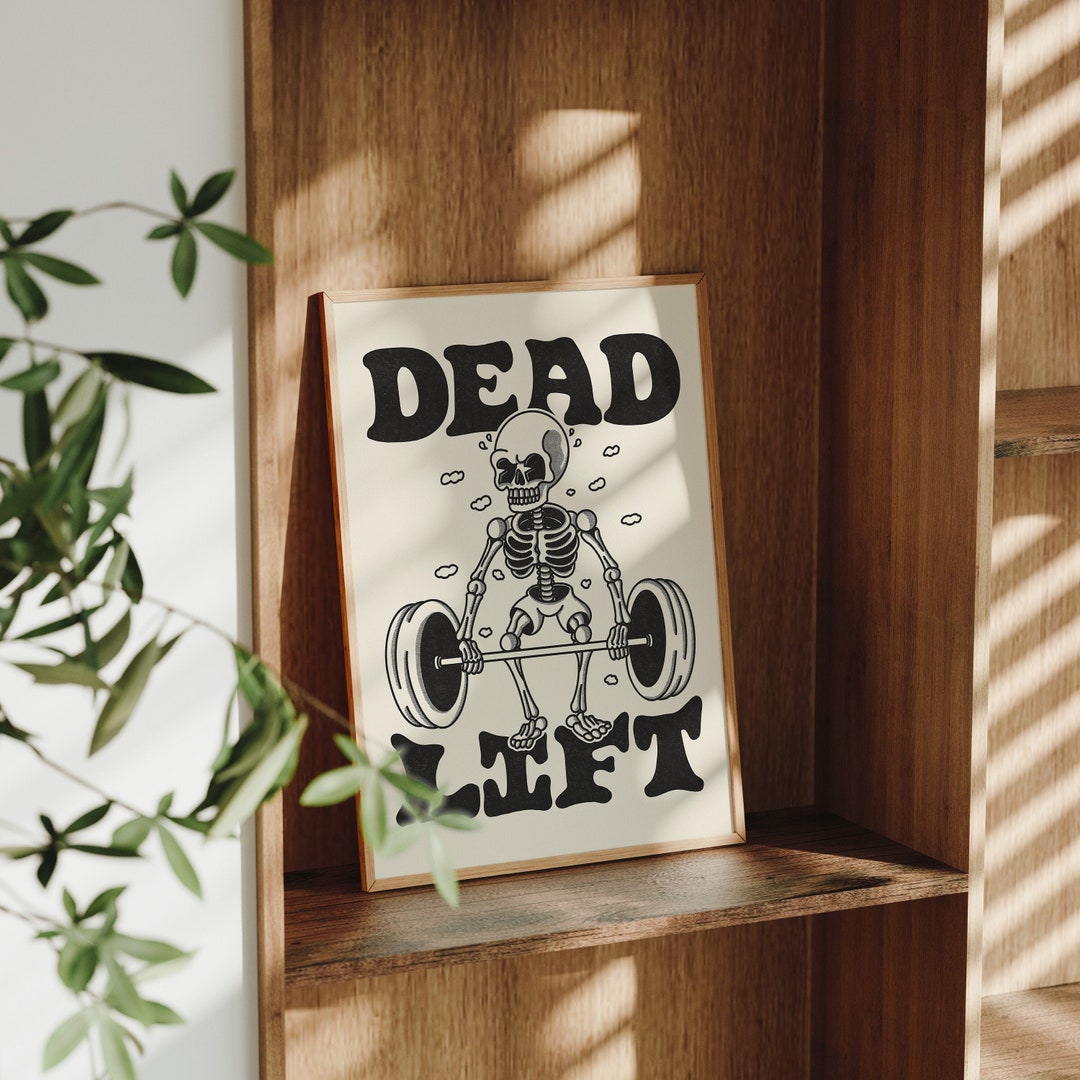 Dead Lift Wall Art, Gym Wall Decor, Skeleton Fitness Art, Funny