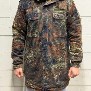 Original German Military Bundeswehr Field Jacket Parka Flecktarn Camo With Liner XLarge