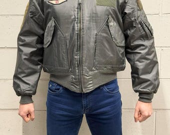 Large 80s US Air Force CWU-45/P Flight Jacket / Bomber Jacket CWU