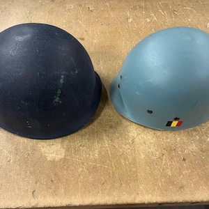 Genuine Belgian Army Steel Blue Helmet With Inner Helmet Cold War Era